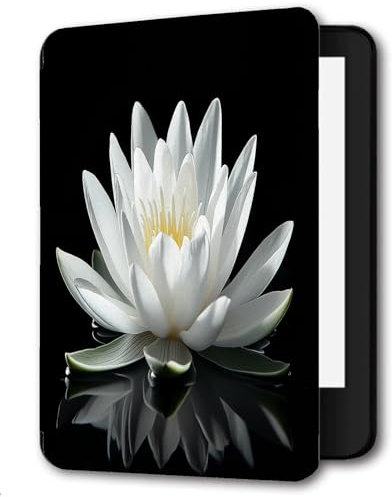 Case For 6 Amazon Paperwhite 10th Generation (Model No.PQ94WIF) 2018 Released PU Leather Case Paperwhite smart Sleep/Wake Paperwhite Cover-Simple Lotus Elegant Plants