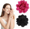 MIRKUZI Broches et pins pour femme 2 pièces de broches roses, broches de fleurs en tissu, broches de couleur unie, grandes broches de fleurs de camélia (noir bordeaux)