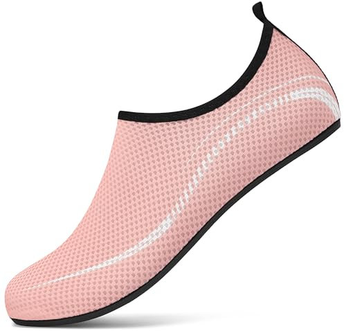 Badeschuh Damen Wasserschuhe Frauen Neoprenschuhe Strandschuhe Aquaschuhe Surfschuhe Schwimmschuhe Wassersportschuhe Barfuß Schuhe Leicht Hausschuhe. Rosa, 42 EU