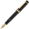 Yongsheng Junlai 930 Acrylic Fountain Pen, Size 9 Medium Nib with Piston Filling System, Piano Black Fence Ink Tank with Flat Top Design Smooth Writing Pen (Gold Trim)