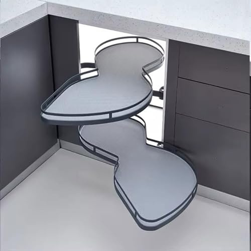 KRXSOBNV, Küchenschrank-Eckschublade mit Rollo for 900-mm- bis 1000-mm-Schränke, Rollo-Eckelement for die Küche, drehbares Doppelregal, jedes Tablett lässt sich unabhängig herausschwenken ，Eck-Organiz