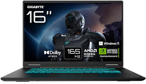Gigabyte Gaming A16 Laptop – 16, 165Hz WUXGA, Ryzen 7 260, RTX 5070, 16GB DDR5 5200MHz, 1TB Gen4 SSD, Windows 11 Home, 2 Jahre Garantie, Dolby Atmos, Gaming A16 3WHK3DE894SH