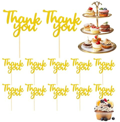 Vielen Dank An Kuchen -Dekorations -Set - 12 Stück Danke Cake Topper, Party -Dekoration | Beliebte Dekorative Accessoires Für Kuchen Für Freunde, Die Veranstaltungszeremonien Und Lehrer Geben