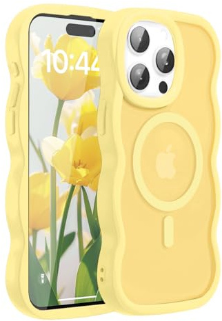 Amzfield Magnetische Handyhülle für iPhone 15 Pro Max, Wellenförmig, Gelb