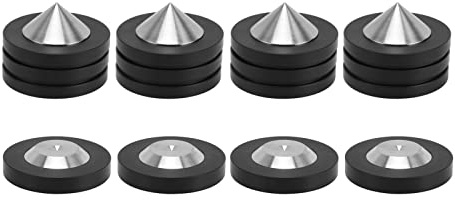 HLKSOUREZ SP4937 4Pcs Speaker Spike Isolation Feet Pad, HiFi Turntable Isolation Pads für CD DVD Player Verstärker Rekorder, Edelstahl und POM Material mit Hochdichter Dämpfung, Vibrationsre