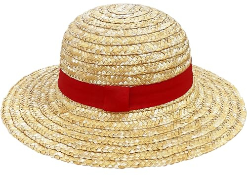 Guuozzli Straw Hat,Anime Costume Caps with String,Summer Beach Sun Hat for Men Women,Performance Animation Cosplay Hats for Halloween Party Pirate Costume Prop