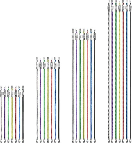 hankousi Juego de 28 llaveros de alambre de acero inoxidable recubierto de nailon, longitud 10/15/20/25 cm, 7 colores, para etiquetas de equipaje y llaves (2 mm)