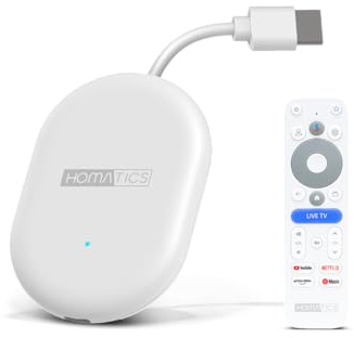 Homatics Dongle Lite 4K V2 4K Google TV 14 Mediaplayer UHD, HDR, Dual Band WiFi 2.4G/5 GHz, Bluetooth 5.0, 32GB Flash, Quad Core 20000 DMIPS, Netflix, Prime Video, YouTube, Google Play, Dolby Atmos