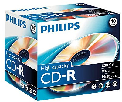 Caso Philips CD-R 90Min / 800 MB / 40X Joya (10 Disc)