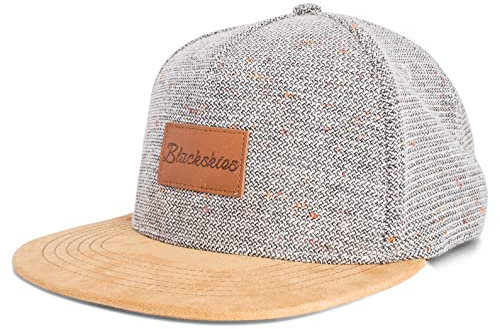 Blackskies Obsidian Snapback Cap Schwarz Weinrot Braun Grau Wildleder Unisex Baseball Mütze Wolle, Einheitsgröße, Obsidian - Weiß-Braun