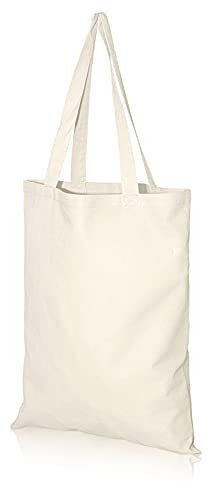 IMFAA Natural Pack-10 Long Lasting 100% Cotton Canvas Tote Reusable Shopping Bags. Natural Colour Ideal for Printing and Embroidery (10, Small(30x30+30) Cm)