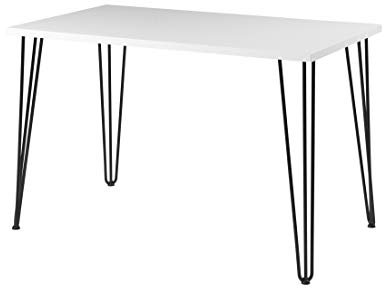 Euro Tische Esszimmertisch weiß Hochglanz Industrial Design Metallgestell - sehr Kratzfest - perfekt geeignet als Esstisch/Wohnzimmertisch - Made in Germany (140x80x74 cm)