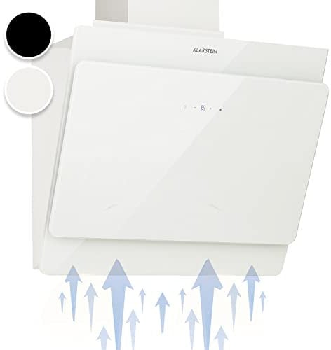 Klarstein Hotte Aspirante Inclinées 60cm, Filtre de Hotte en Aluminium, Débit d'Air Puissant 607m³/h, LED, Ecran Tactile, Extracteur d'Air Silencieux, Efficace avec Evacuation