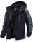 GEMYSE Homme Veste de Ski Imperméable de Montagne Manteau d'hiver Extérieur en Polaire Coupe-Vent avec Capuche(Gris Noir,S)