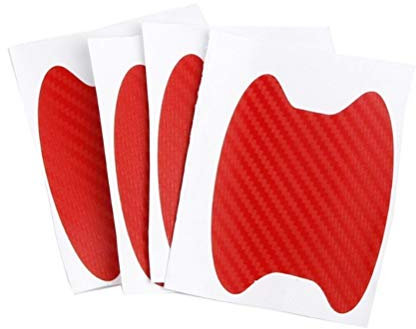Kikier Carbon Fiber Door Handle Protectors, 4pcs Scratch Resistant Stickers for All Cars (Red)