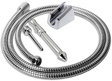 Shower Enema Douche Attachments - Deluxe Aluminium Shower Head Anal/Vaginal Cleaning Kit with Velvet Carry Bag (2 Style)