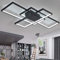 LED Deckenleuchte Moderne Wohnzimmerlampen Deckenlampe Wohnzimmer Dimmbar mit Fernbedienung, 80W Rechteckig Design Pendelleuchte für Schlafzimmer Esszimmer Flur Küche Decke Lampe (Schwarz, L90cm)