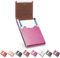 FACATH Porte-Cartes de Visite, étui en Cuir Microfibre de Luxe, Porte-Cartes en métal, Porte-Carte Fin, Porte-Cartes de Visite pour Homme et Femme avec Fermeture magnétique (Rose Rouge)