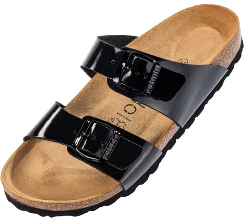 Palado Pantoletten Damen Samos - elegante Sandalen Made in Spain - bequeme Hausschuhe mit dämpfendem Kork-Fußbett - modische Sommerschuhe