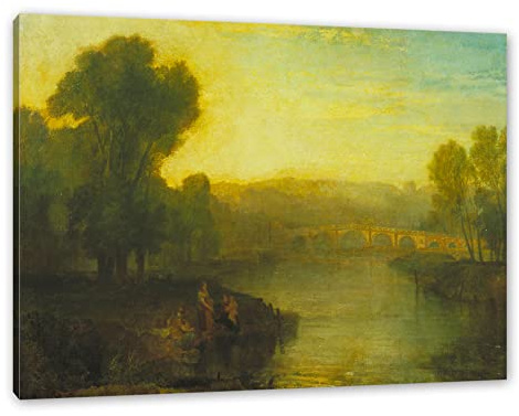 Pixxprint William Turner - View of Richmond Hill and Bridge, Größe: 100x70cm, Leinwandbild, fertig gespannt, Wandbild, Dekoration, Kunstdruck, kein Poster