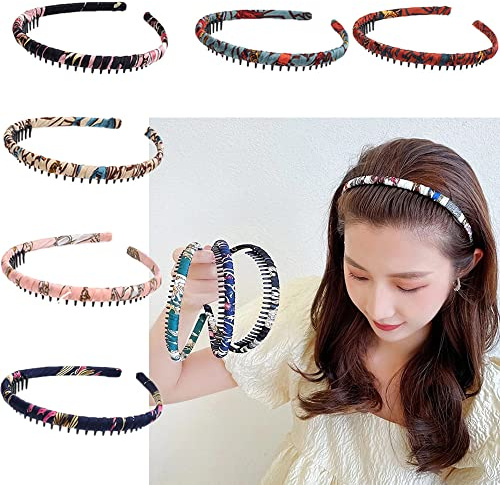 Headbands for Women's Hair Flower Printed Fabric Hair Band Elastic Knot Head band Hair Accessories for Women Girl (Headband_6pc1cm)
