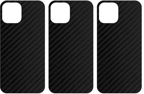 [3 Stück] apgo Protective Skin für Apple iPhone 12 Pro Max – Rückseiten Skin Sticker, Wrap Folie, Vinyl Schutzfolie für die Rückseite, Motiv Carbon Schwarz