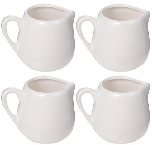 Kichvoe 4pièces Mini Pichets À Lait Céramique avec Poignée Contenants De Sauce pour Cuisine Design Élégant Et Pratique