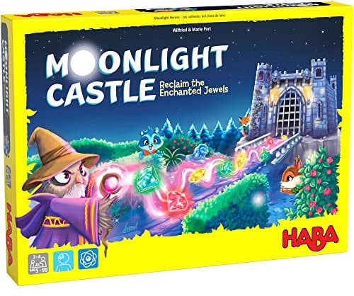 HABA 306483 Moonlight Castle, Ein magisch farbenfrohes Sammel- und Schiebespiel für 2 bis 4 Helden, ab 5 Jahren, englische Version (Made in Germany)