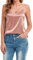 VIDUSSA Débardeur Femme Chic et élégant Col V Sangle Spaghetti Hauts Satin sans Manche Camisole Tops Shirt Rose L