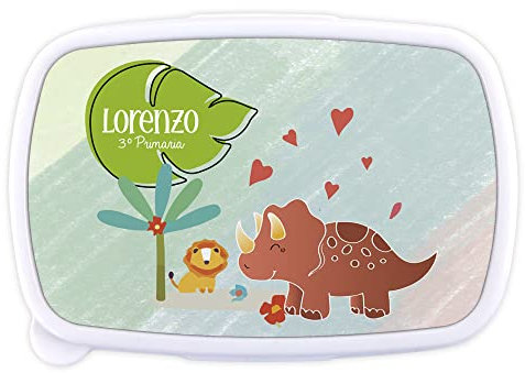 Boite a Tartine Enfant. Boîte à Lunch pour Enfants. Lunch Box Personnalisée vec Nom. Convient aux Micro-Ondes et ne Contient BPA, ni phtalates, ni métaux Lourds. Bébé Dino Lion