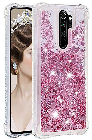 KBIKO-zxl Compatible con Funda Glitter Liquida para Xiaomi Redmi Note 8 Pro, Cristal Silicona Bumper Protector Carcasa, Brillante Arena Movediza Case para Redmi Note 8 Pro.Rose Gold YBL