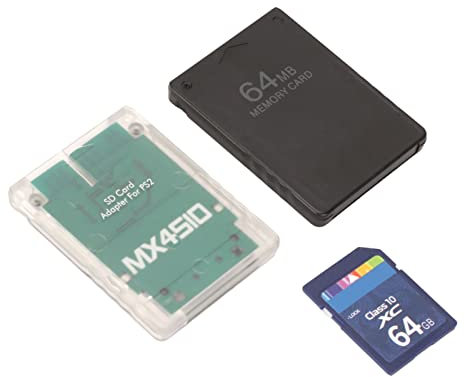 Yunseity MX4SIO SIO2SD SD-Kartenleser-Adapter für, Keine Speicherkarte, sondern EIN Adapter, Ersatz-Speicherkartenleser-Adapter mit 64G SD-Karte Schlanke Konsolen