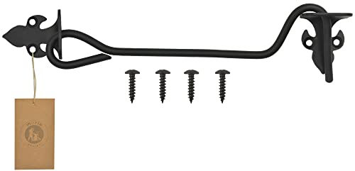 Crochet de tempête MORIA DESIGN avec œillet 32,5 cm | Crochet de cabine en acier certifié | Crochet de porte pour fenêtre, portail, salle de bains, jardin, grange & porte de hangar