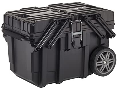 Keter- Caja de Herramientas, carro horizontal con ruedas, 65 x 42 x 38 cm Color Negro
