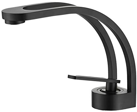 Leekayer Badarmatur Schwarz Einhand Wasserhahn für Badezimmer 1-Loch Mount Heißer Kalter Mixer Hahn Toilette Waschbecken Wasserhahn Messing,LK16651Bg