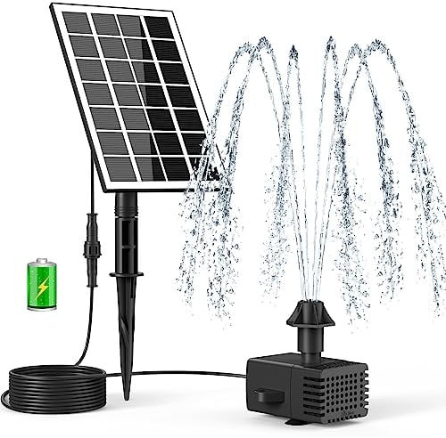SZMP Fontaine Solaire 3.5W avec Batterie 2000mAh,2025 Upgraded 16.4ft Fil Solaire Flottant Extérieur Fontaine Pompe Bassin Solaire avec 8 Buses pour Bain d'oiseaux,Étang,Piscine,Jardin Fontaine