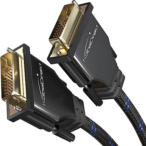 KabelDirekt – Cable DVI Dual Link – con núcleo de ferrita para una transmisión de señal sin interferencias – 10m (cable de monitor DVI-D/24+1, 2560x1600 a 60Hz, Full HD/1080p, nylon)