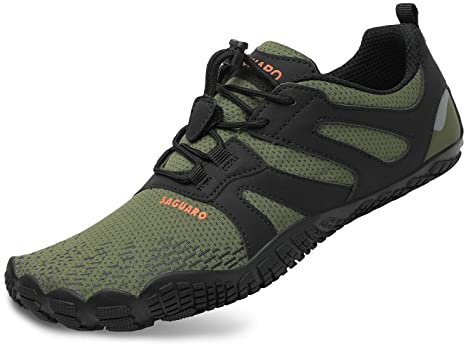 SAGUARO Barfussschuhe Herren Atmungsaktive Sommer Zehenschuhe Damen Outdoor Traillaufschuhe Grün 39