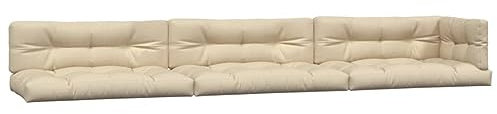 vidaXL Palettenkissen 7 TLG., Palettenpolster mit weicher Füllung, Kissen für Garten Terrasse, Palettenauflage Sitzkissen Rückenkissen Seitenkissen, Beige Stoff