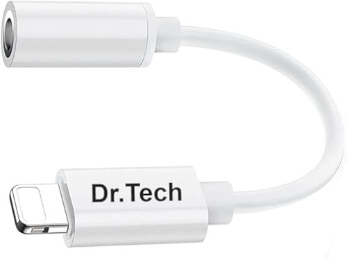 Dr.Tech® Headphone Adapter for iPhone, 3.5mm Aux Audio Jack Earphone Connector Dongle Headset Accessories for iPhone 12/11/XS/XS Max/XR/X/7/8/8P, Support All iOS System