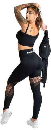megasstic Yuna 3-Teiliges Damen-Workout-Set aus Leggings, Sport-BH, und Crop-Top, Undurchsichtig, Super Weich, Dehnbar, Atmungsaktiv, Schnelltrocknend, Hohe Taille, Bauchkontrolle