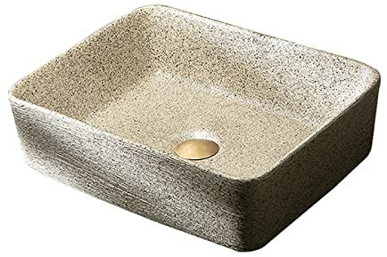 Lavabo vasque à poser Lavabo de Salle de Bain en Céramique de Porcelaine, Lavabo de Vasque Rectangulaire en Marbrure Tacheté Au-Dessus du Comptoir Lavabo de Vanité en Céramique de Porcelaine Lavabo d'
