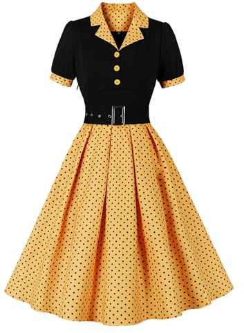 Wellwits Women's Polka Dots Work Party Vintage Blazer Dress | Multi-Color Options,Multi-Occasion,Office Lady,Birthday Party,Cocktail,Wedding,Christmas,Summer,Stretchy Top