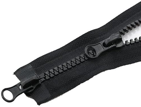 CasCab 2-teilig #5 125cm Zwei-Wege-Trennreißverschlüsse (offener Reißverschluss) für das Nähen von Mänteln, Jacken, Taschen & Zelte, Schwarz