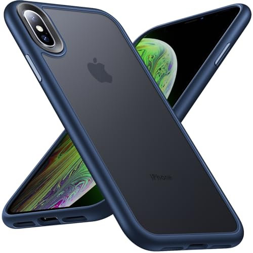 Anqrp Zero Serie für iPhone X/XS Hülle, Minimalistische Transluzente Matte Slim Schutzhülle, Stoßfest Dünn Handyhülle für iPhone X(10)/XS mit Silikon 5,8 Zoll Dunkel Blau