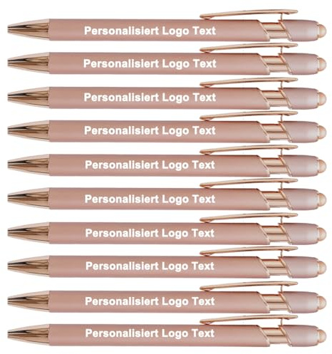HEYZARDA Kugelschreiber mit Gravur Namen Text Logo für Büro Schule Business Stift Roségold, 10 Stück