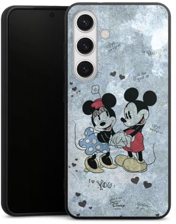 Premium Silikon Hülle kompatibel mit Samsung Galaxy S24 Handyhülle schwarz Case Disney Mickey & Minnie Mouse Vintage