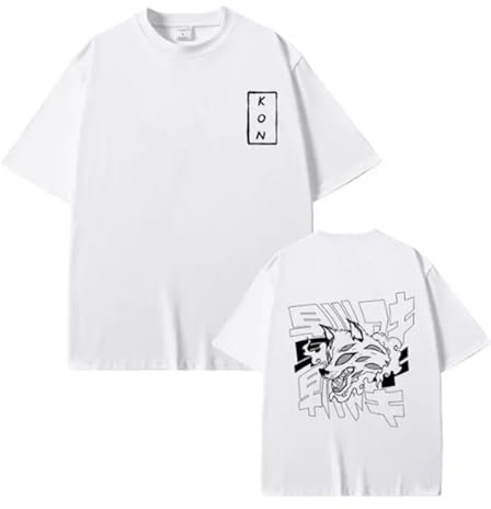 acsewater Japanese Anime Chainsaw Man Hayakawa AKI Fox Devil Kon Print Tshirt Male 100% Cotton T-Shirts Men Manga Pullover Men's Streetwear