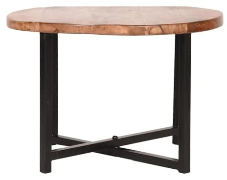 RINGO-Living Mangoholz Couchtisch rund 60x60 cm Nachttisch Metall - Wohnzimmertisch rund Couch Tisch rund Beistelltisch Vintage Shisha Tisch Der Tisch vor dem Sofa Tisch neben Bett Tisch Wohnzimmer