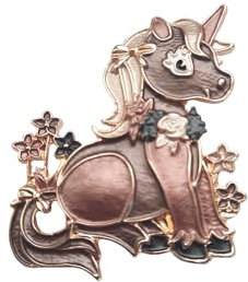 lordies Brosche Magnetbrosche Schal Bekleidung Poncho Textilschmuck Einhorn Unicorn Braun - Gold